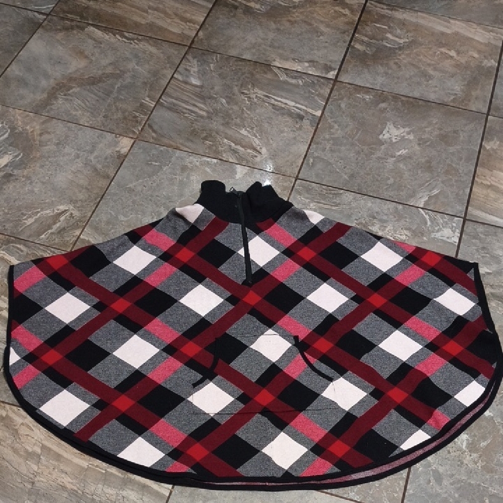 Rachel Zoe Red and Black Plaid Cape